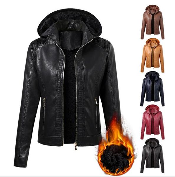 2020 new faux pu leather jackets women autumn hooded outerwear pockets zipper coat slim biker jacket hoodies plus velvet, Black
2020 new faux pu leather jackets women autumn hooded outerwear pockets zipper coat slim biker jacket hoodies plus velvet, Black