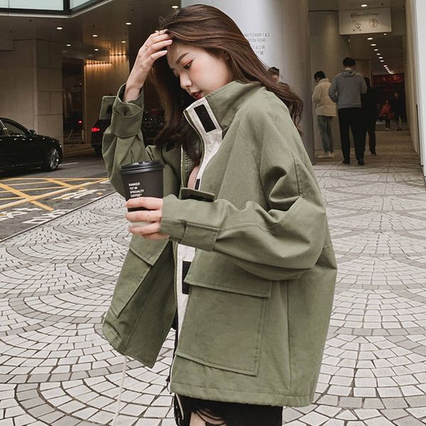 women's jackets 2021 spring and autumn women elegant korean harajuku casual coats vintage students streetwear zipper pockets s50, Black;brown
women's jackets 2021 spring and autumn women elegant korean harajuku casual coats vintage students streetwear zipper pockets s50, Black;brown
