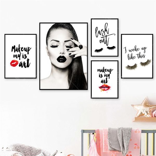 modern fashion canvas art beauty makeup girl painting red lip poster eyelash decor posters wall picture for living room no frame
modern fashion canvas art beauty makeup girl painting red lip poster eyelash decor posters wall picture for living room no frame