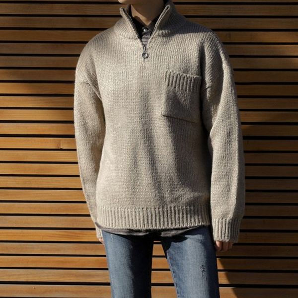 ewq / men's wear autumn winter new sweater fashion zipper half-turtleneck kinted loose long sleeve casual male 9y3265, White;black
ewq / men's wear autumn winter new sweater fashion zipper half-turtleneck kinted loose long sleeve casual male 9y3265, White;black