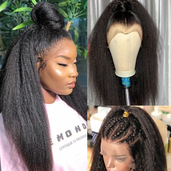 kinky straight hair 13x6 lace front human hair wigs for women 180% density pre plucked with baby hair deep part dolago remy, Black
kinky straight hair 13x6 lace front human hair wigs for women 180% density pre plucked with baby hair deep part dolago remy, Black