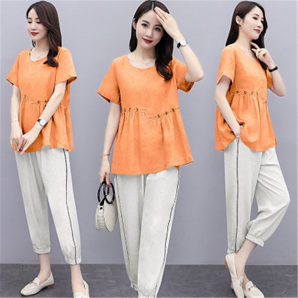 cotton and linen suit women's summer 2020 fashion new round neck + casual foreign linen nine-point pants two-piece tide 070, White
cotton and linen suit women's summer 2020 fashion new round neck + casual foreign linen nine-point pants two-piece tide 070, White