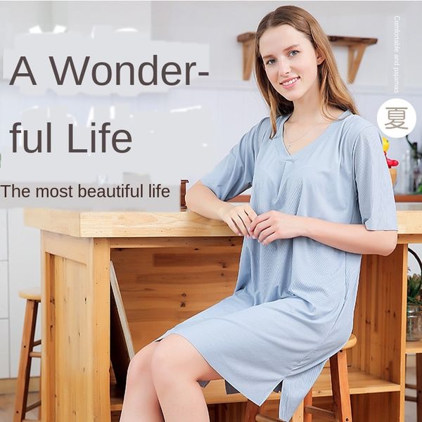 yi thin new mint cool nightdress women's summer clothes furnishing clothing loose home ice silk pajamas women's home clothes thin, Blue;red
yi thin new mint cool nightdress women's summer clothes furnishing clothing loose home ice silk pajamas women's home clothes thin, Blue;red