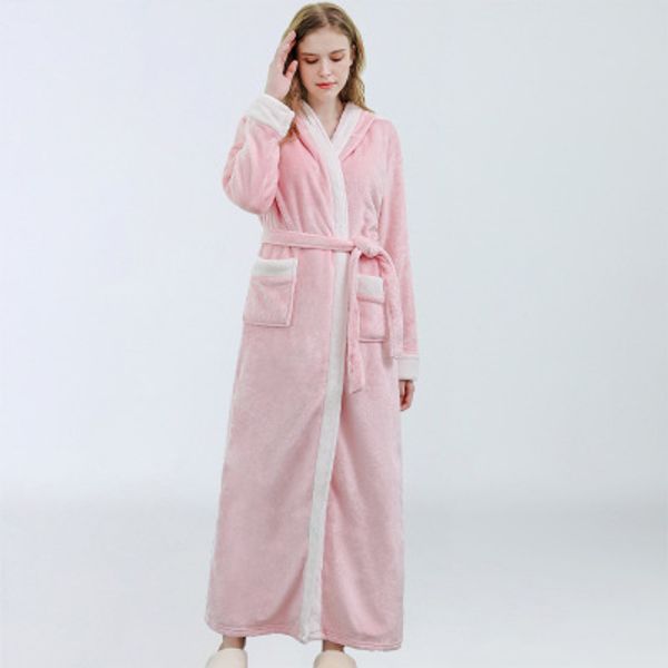 Womens Designer Sleepwear Fall and Winter Nightgown Thickened Plus Size Bathrobe Explosion Models Hooded Hit Color Home Service Nightgown
Womens Designer Sleepwear Fall and Winter Nightgown Thickened Plus Size Bathrobe Explosion Models Hooded Hit Color Home Service Nightgown