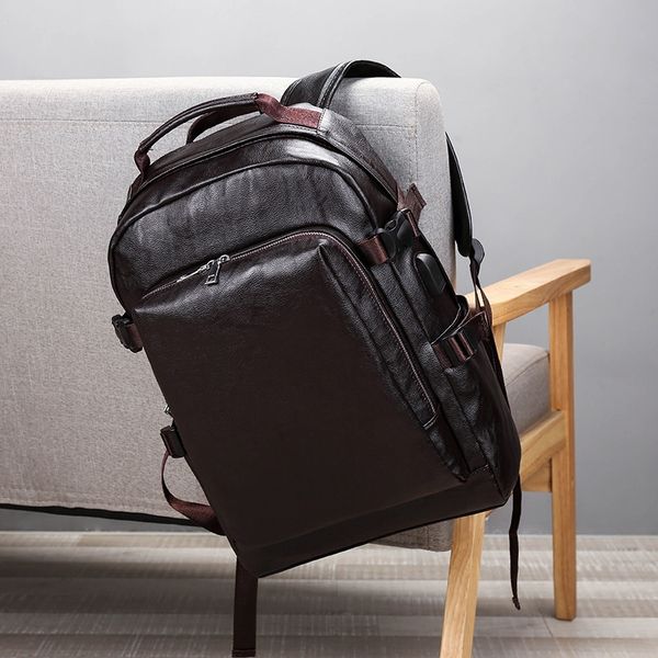 men's bag computer backpack casual first layer cowhide backpack women's leather travel computer bag, White
men's bag computer backpack casual first layer cowhide backpack women's leather travel computer bag, White