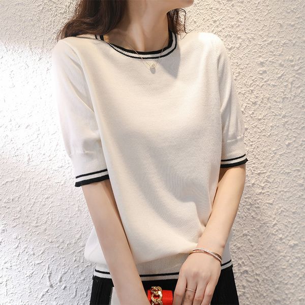 7nchk 2020 new round neck knitted short sleeve women's thin cotton and linen loose t- pullover pullover half sleeve summer t-shirt base, White;black
7nchk 2020 new round neck knitted short sleeve women's thin cotton and linen loose t- pullover pullover half sleeve summer t-shirt base, White;black
