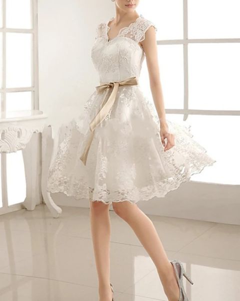 a-line wedding dresses v neck knee length lace sleeveless vintage little white dress 1950s with bow(s)
a-line wedding dresses v neck knee length lace sleeveless vintage little white dress 1950s with bow(s)