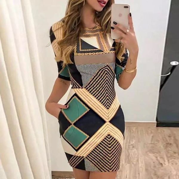 new elegant female dress fashion geometric panelled print dress casual short sleeve slim round neck dress ladies spring and autumn, Black;gray
new elegant female dress fashion geometric panelled print dress casual short sleeve slim round neck dress ladies spring and autumn, Black;gray