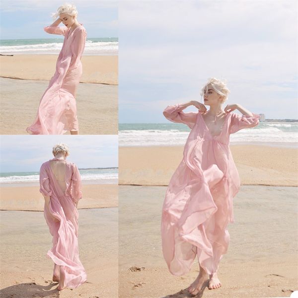 pink chiffon wedding robes v-neck long sleeve backless pajamas sleepwear ankle-length custom made nightgown for women cheap, White;pink
pink chiffon wedding robes v-neck long sleeve backless pajamas sleepwear ankle-length custom made nightgown for women cheap, White;pink