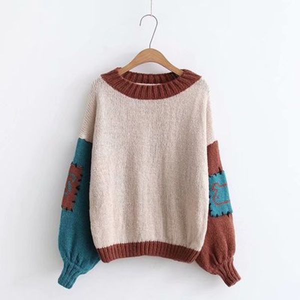 lantern sleeve sweater women patchwork loose pullover korean-style sweet long sleeved knitted outerwear 2020 pull femme, White;black
lantern sleeve sweater women patchwork loose pullover korean-style sweet long sleeved knitted outerwear 2020 pull femme, White;black