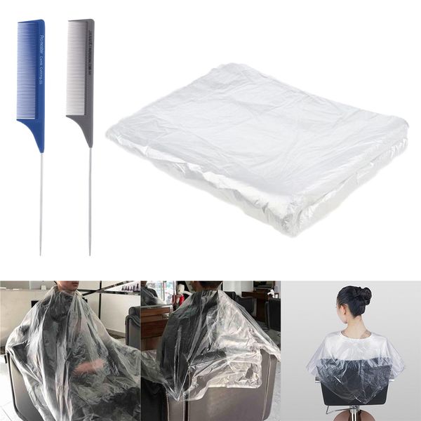 50pcs barber cutting capes aprons with weaving highlight combs set for salon