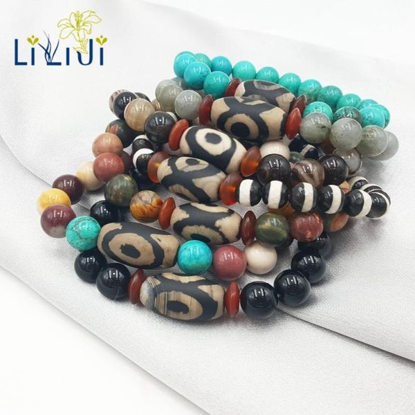 liiji unique natural stone picasso jaspers labradorite etc. &carved tibetan three eye dzi beads bracelet for men accessories, Black
liiji unique natural stone picasso jaspers labradorite etc. &carved tibetan three eye dzi beads bracelet for men accessories, Black