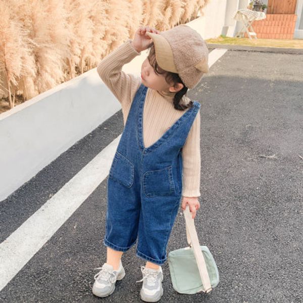 spring autumn girls denim bib pants washed distressed girls wide leg pants multi pockets children loose trousers 12m-6t, Blue
spring autumn girls denim bib pants washed distressed girls wide leg pants multi pockets children loose trousers 12m-6t, Blue