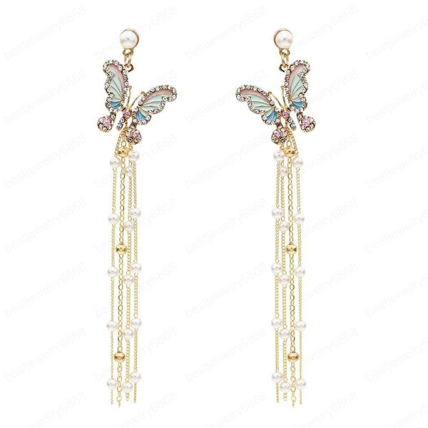 3 colors fashion butterfly-shaped with imitation pearl full rhinestone long tassel dangle earrings for women, Silver
3 colors fashion butterfly-shaped with imitation pearl full rhinestone long tassel dangle earrings for women, Silver