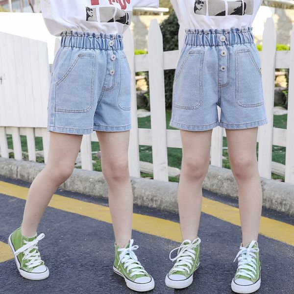 girls' denim shorts 2020 new fashion medium and large children's high shorts casual pants waist three-button casual pants, Blue
girls' denim shorts 2020 new fashion medium and large children's high shorts casual pants waist three-button casual pants, Blue