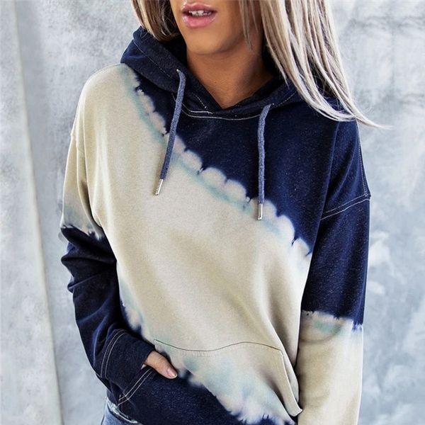 tie dye hooded women's sweatshirts color block long sleeve patchwork loose female sweatshirt 2020 autumn casual ladies hoodies, Black 
tie dye hooded women's sweatshirts color block long sleeve patchwork loose female sweatshirt 2020 autumn casual ladies hoodies, Black
