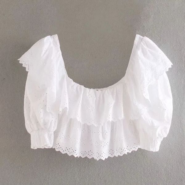 femme hollow embroidery cascading ruffle short shirts loose smock fashion women puff sleeve blouse casual lady crop s7626, White
femme hollow embroidery cascading ruffle short shirts loose smock fashion women puff sleeve blouse casual lady crop s7626, White