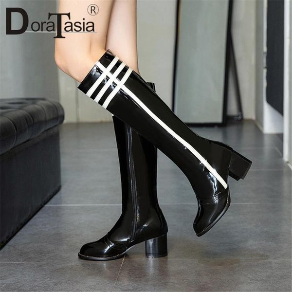 doratasia fashion candy color knee high patent pu boots mixed-color waterproof boots women high heels knee shoes woman, Black
doratasia fashion candy color knee high patent pu boots mixed-color waterproof boots women high heels knee shoes woman, Black