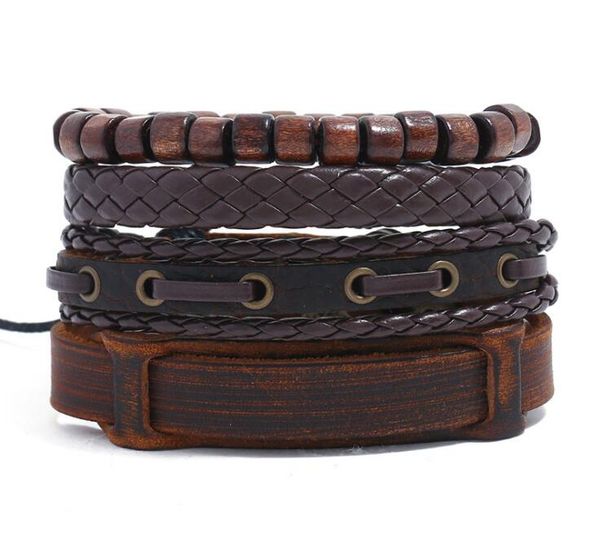 2020 men's genuine leather bracelet diy pu wood bead wax rope beading combination suit bracelet 4styles/1set, Black
2020 men's genuine leather bracelet diy pu wood bead wax rope beading combination suit bracelet 4styles/1set, Black