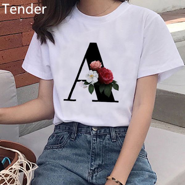 new arrival fashion womens t shirt 26 letter name combination harajuku flower alphabet font 90s casual tshirt graphic tees, White
new arrival fashion womens t shirt 26 letter name combination harajuku flower alphabet font 90s casual tshirt graphic tees, White
