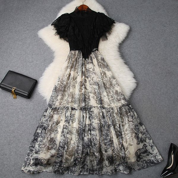 summer elegant black sleeveless crew neck animal print lace panelled ruffle long maxi dress casual dresses m15t9591, Black;gray
summer elegant black sleeveless crew neck animal print lace panelled ruffle long maxi dress casual dresses m15t9591, Black;gray