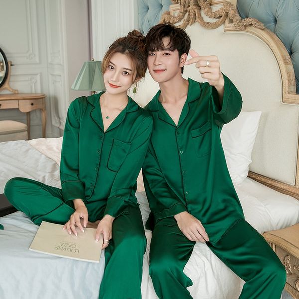 2020 autumn new pajamas silk pajamas women's long-sleeved boutique couple suit men's ice silksuit eye mask, Black;brown
2020 autumn new pajamas silk pajamas women's long-sleeved boutique couple suit men's ice silksuit eye mask, Black;brown