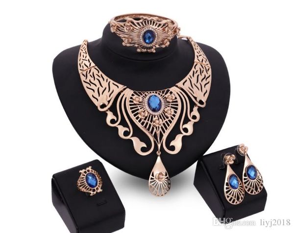 europe and the united states high-end necklace earrings bracelet ring set ladies party alloy four-piece, Black
europe and the united states high-end necklace earrings bracelet ring set ladies party alloy four-piece, Black