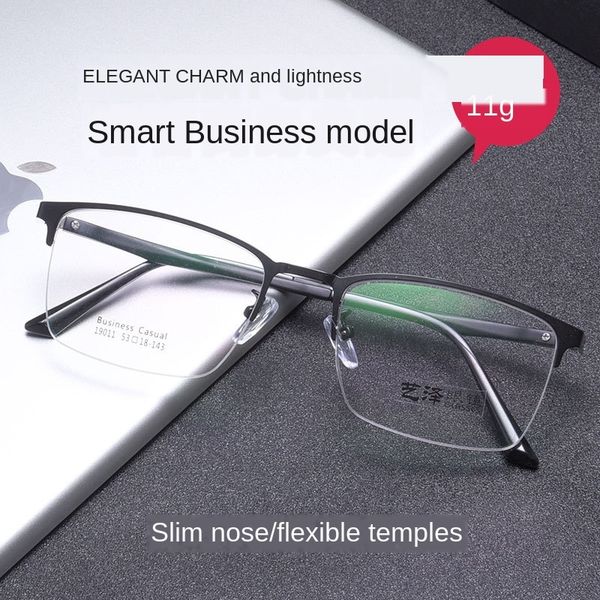 new high-end fashion steel myopia glasses glassesplate men's and women's business casual half-frame myopia glasses frame, Silver
new high-end fashion steel myopia glasses glassesplate men's and women's business casual half-frame myopia glasses frame, Silver