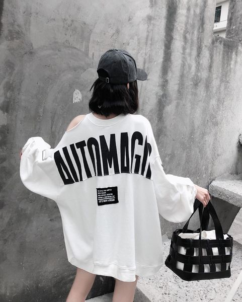2019 new online celebrity sweater off-shoulder letter printed sweater chic fashion lazy style loose for women, Black
2019 new online celebrity sweater off-shoulder letter printed sweater chic fashion lazy style loose for women, Black