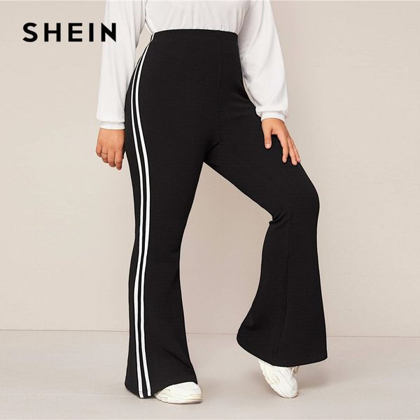 shein plus size black striped side flare leg joggers women spring autumn pants high waist sporting long trousers, Black;white
shein plus size black striped side flare leg joggers women spring autumn pants high waist sporting long trousers, Black;white