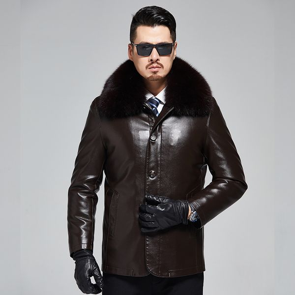 men's fur & faux leather jacket men long winter coat clothing collar fashion outwear 2021 chaquetas hombre pph792, Black
men's fur & faux leather jacket men long winter coat clothing collar fashion outwear 2021 chaquetas hombre pph792, Black