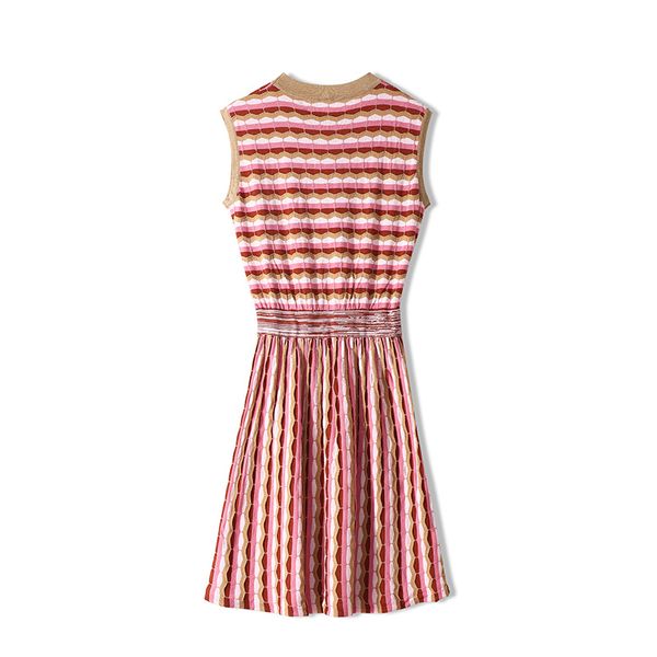 women striped o-neck sleeveless sweater pleated luxury lady dress elegant a line knitting cotton jumper dresses, White
women striped o-neck sleeveless sweater pleated luxury lady dress elegant a line knitting cotton jumper dresses, White