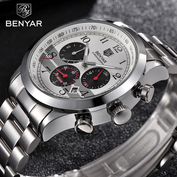 wristwatches benyar men watches chronograph sport male clock stainless steel army wristwatch relogio masculino 5107, Slivery;brown
wristwatches benyar men watches chronograph sport male clock stainless steel army wristwatch relogio masculino 5107, Slivery;brown