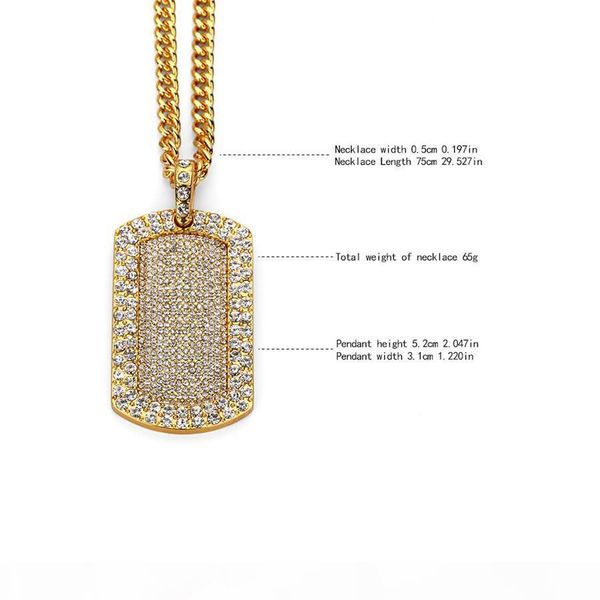 мода мужчины собак тегов ожерелье 18k позолоченные ювелирные изделия iced out full rhinestone punk rock hip hop длинные цепи для мужчин, Silver 
мода мужчины собак тегов ожерелье 18k позолоченные ювелирные изделия iced out full rhinestone punk rock hip hop длинные цепи для мужчин, Silver