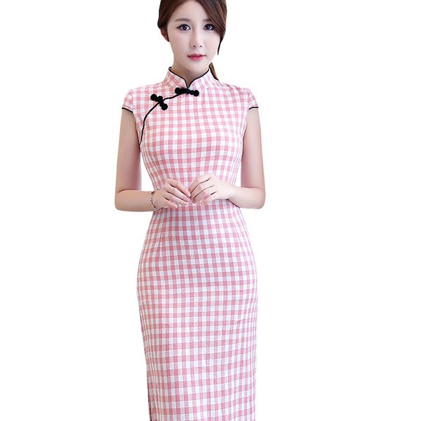 ethnic clothing fashion daily dress retro short-sleeved plaid qipao improved female mid-length cotton linen catwalk cheongsam vestido chino, Red
ethnic clothing fashion daily dress retro short-sleeved plaid qipao improved female mid-length cotton linen catwalk cheongsam vestido chino, Red