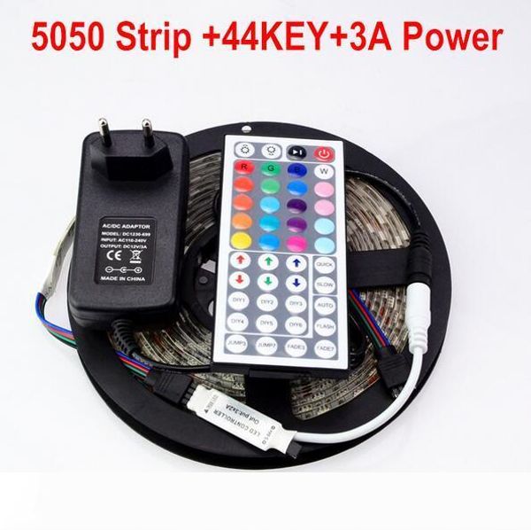 5050 led strip 5m 300led smd rgb 60led m lamps dc12v flexible light + 44key ir remoter + 3a power lighting 5m roll
5050 led strip 5m 300led smd rgb 60led m lamps dc12v flexible light + 44key ir remoter + 3a power lighting 5m roll