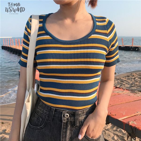 girls o neck knitted short sleeve stretchy striped t shirts women contrast color knitting tshirt short slim for female, White
girls o neck knitted short sleeve stretchy striped t shirts women contrast color knitting tshirt short slim for female, White
