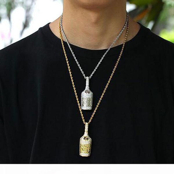 g 14k gold wine whiskey bottle pendant necklace mens micro pave cubic zirconia with 24inch rope chain, Silver
g 14k gold wine whiskey bottle pendant necklace mens micro pave cubic zirconia with 24inch rope chain, Silver