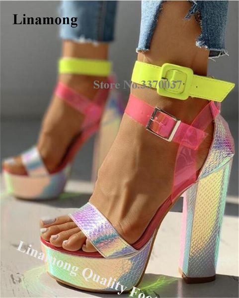 linamong western fashion open toe patchwork high platform chunky heel gladiator sandals pvc straps buckle thick high heel sandal, Black
linamong western fashion open toe patchwork high platform chunky heel gladiator sandals pvc straps buckle thick high heel sandal, Black