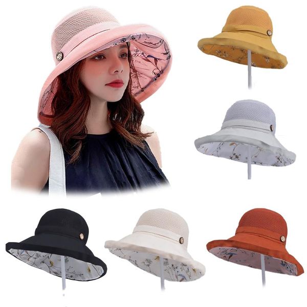 fashion summer sun hats women mesh beach protection packable flower girls wide brim chin strap protable caps, Blue;gray
fashion summer sun hats women mesh beach protection packable flower girls wide brim chin strap protable caps, Blue;gray
