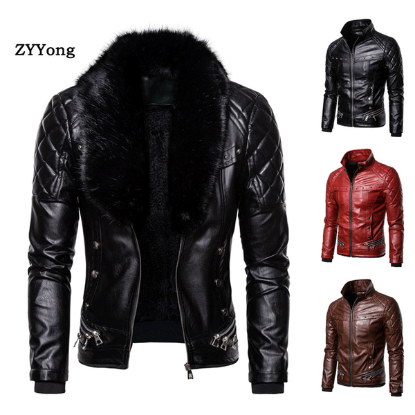hight quality red winter fur collar luxury zipper men jacket winter leather coat autumn black plus velvet leather jacket
hight quality red winter fur collar luxury zipper men jacket winter leather coat autumn black plus velvet leather jacket