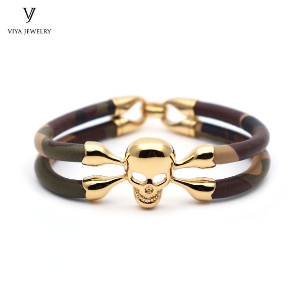 customize dark bown camouflage leather cords men bracelets layer cow leather skull bracelet charming skull leather bracelet, Silver
customize dark bown camouflage leather cords men bracelets layer cow leather skull bracelet charming skull leather bracelet, Silver