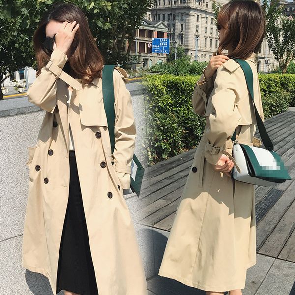 women's trench coats khaki double-breasted coat women autumn british lapel long windbreaker clothes femme loose cloak dust spring outwe, Tan;black
women's trench coats khaki double-breasted coat women autumn british lapel long windbreaker clothes femme loose cloak dust spring outwe, Tan;black