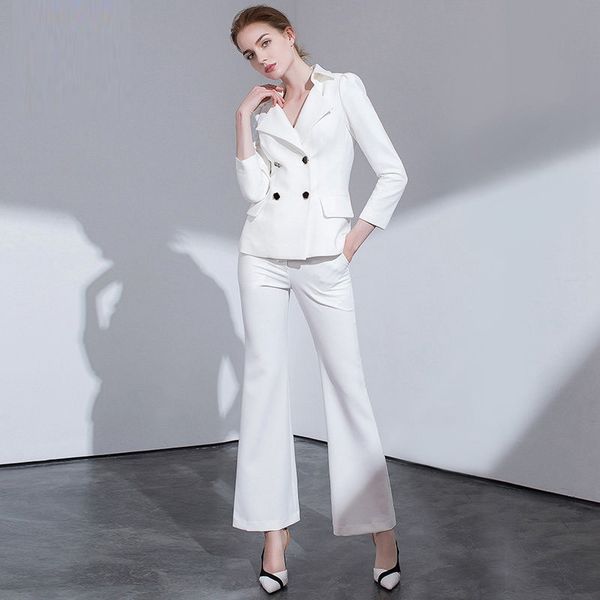 women's suit women's double-breasted suit two-piece (jacket + pants) high-quality professional wear custom made, White
women's suit women's double-breasted suit two-piece (jacket + pants) high-quality professional wear custom made, White