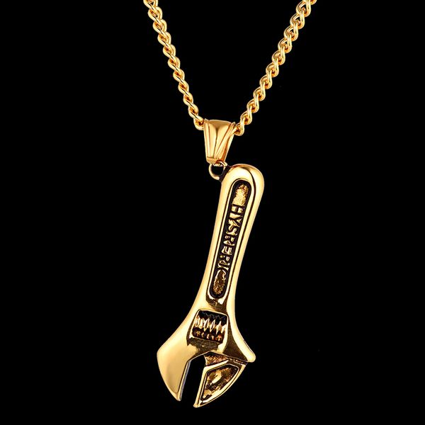 hip hop jewelry gifts pendants golden wrench necklaces vintage gold color men women stainless steel chains, Silver
hip hop jewelry gifts pendants golden wrench necklaces vintage gold color men women stainless steel chains, Silver