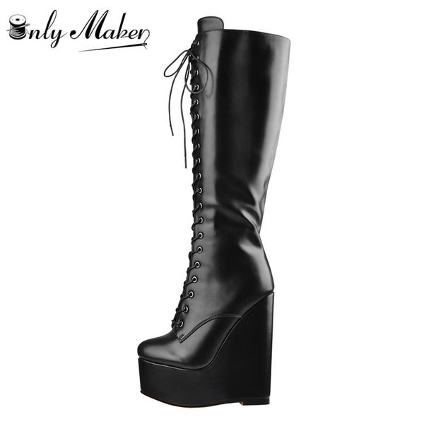 boots onlymaker women's wedge heels black knee high lace up shaft side zip heeled fashion booties plus size
boots onlymaker women's wedge heels black knee high lace up shaft side zip heeled fashion booties plus size