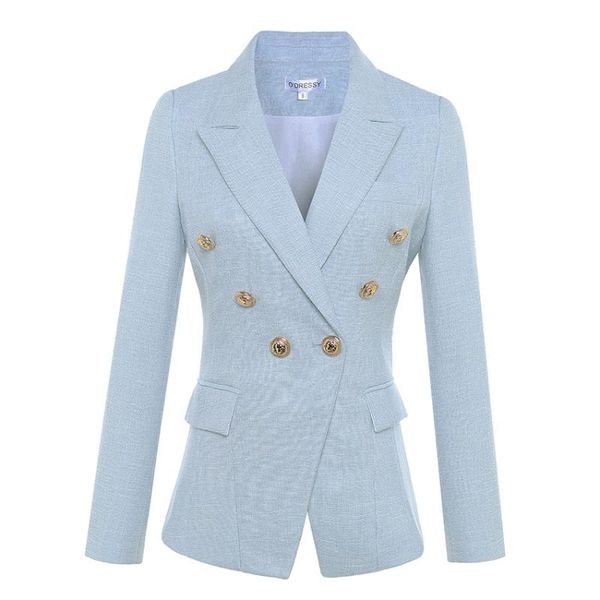 2020 designer blazer women's long sleeve double breasted metal lion buttons blazer jacket outer, White;black
2020 designer blazer women's long sleeve double breasted metal lion buttons blazer jacket outer, White;black