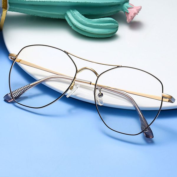 2020 full frame metal decoration flat mirror fashion retro double beam glasses art can be equipped with myopia glasses frame, Black
2020 full frame metal decoration flat mirror fashion retro double beam glasses art can be equipped with myopia glasses frame, Black