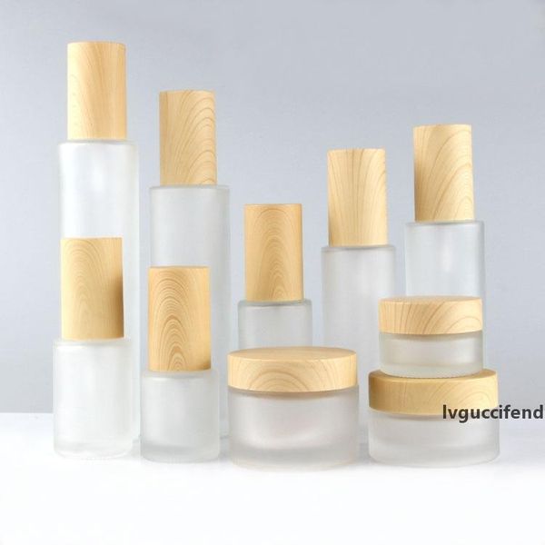 10pcs elegant frosted clear glass lotion pump/spray bottle with wood grain cover, high grade facial cream jar, diy makeup tool
10pcs elegant frosted clear glass lotion pump/spray bottle with wood grain cover, high grade facial cream jar, diy makeup tool