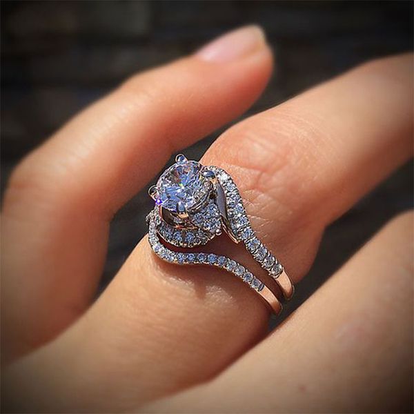 aprilgrass brand romantic bridal sets women finger ring wedding rings formal dancing party accessories micro paved crystal zircon 2pc ring, Silver
aprilgrass brand romantic bridal sets women finger ring wedding rings formal dancing party accessories micro paved crystal zircon 2pc ring, Silver
